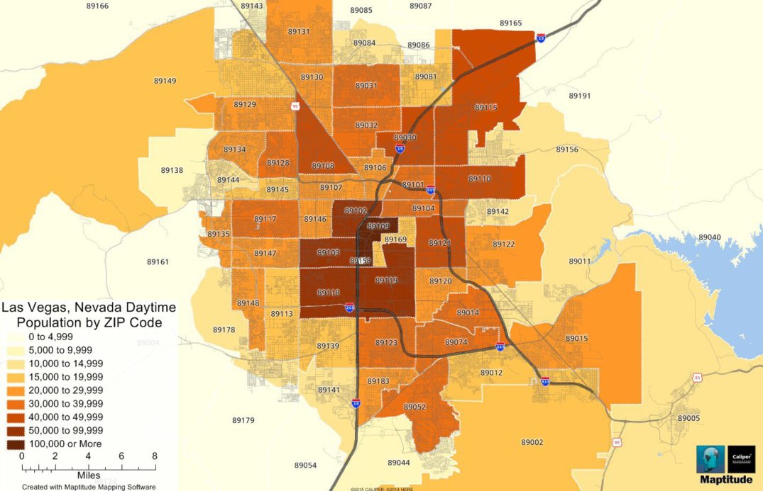 Daytime Population by ZIP Code in Las Vegas Maptitude Map