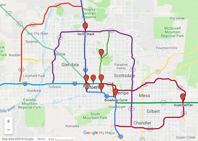 Phoenix major freeway maps